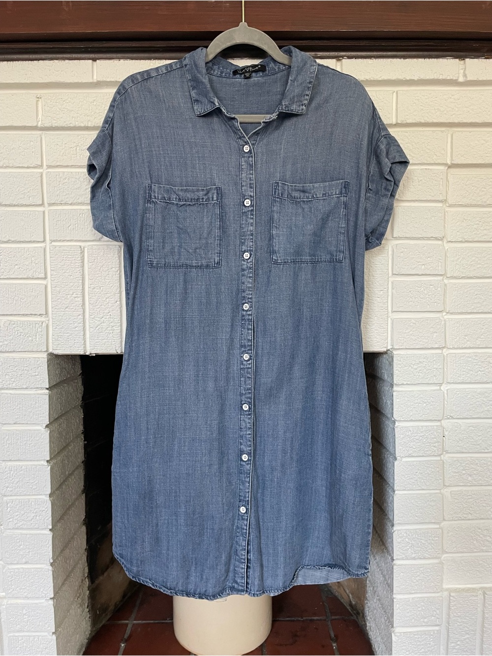 Velvet Heart Denim-Look Button  Front Dress with Pockets